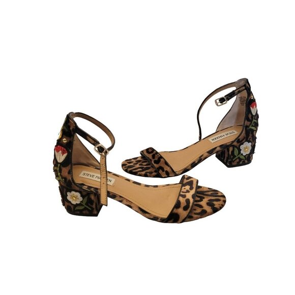 Steve Madden Leopard Print Sandals with Floral Embroidery - Picture 2 of 11